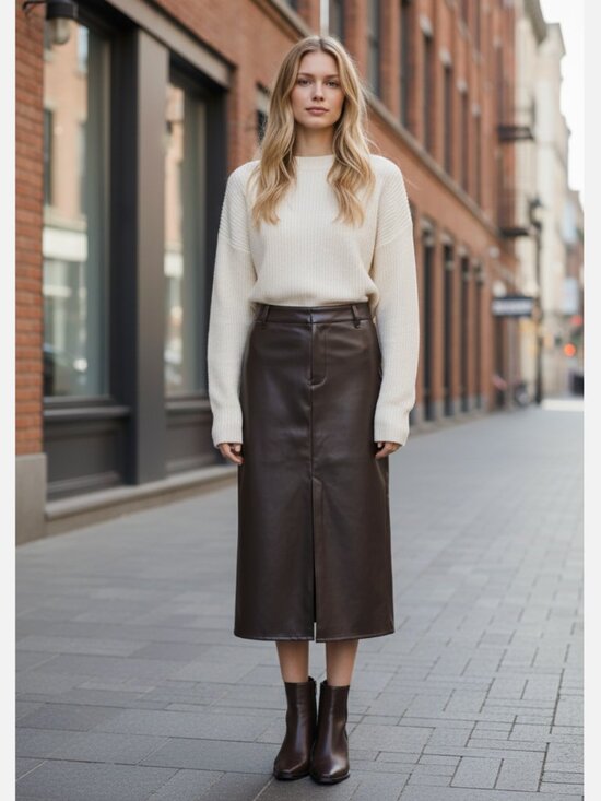 rag & bone Dresses & Skirts - NWT $288 Rag & Bone Rayne Faux Dark brown Leather Skirt Size- 28